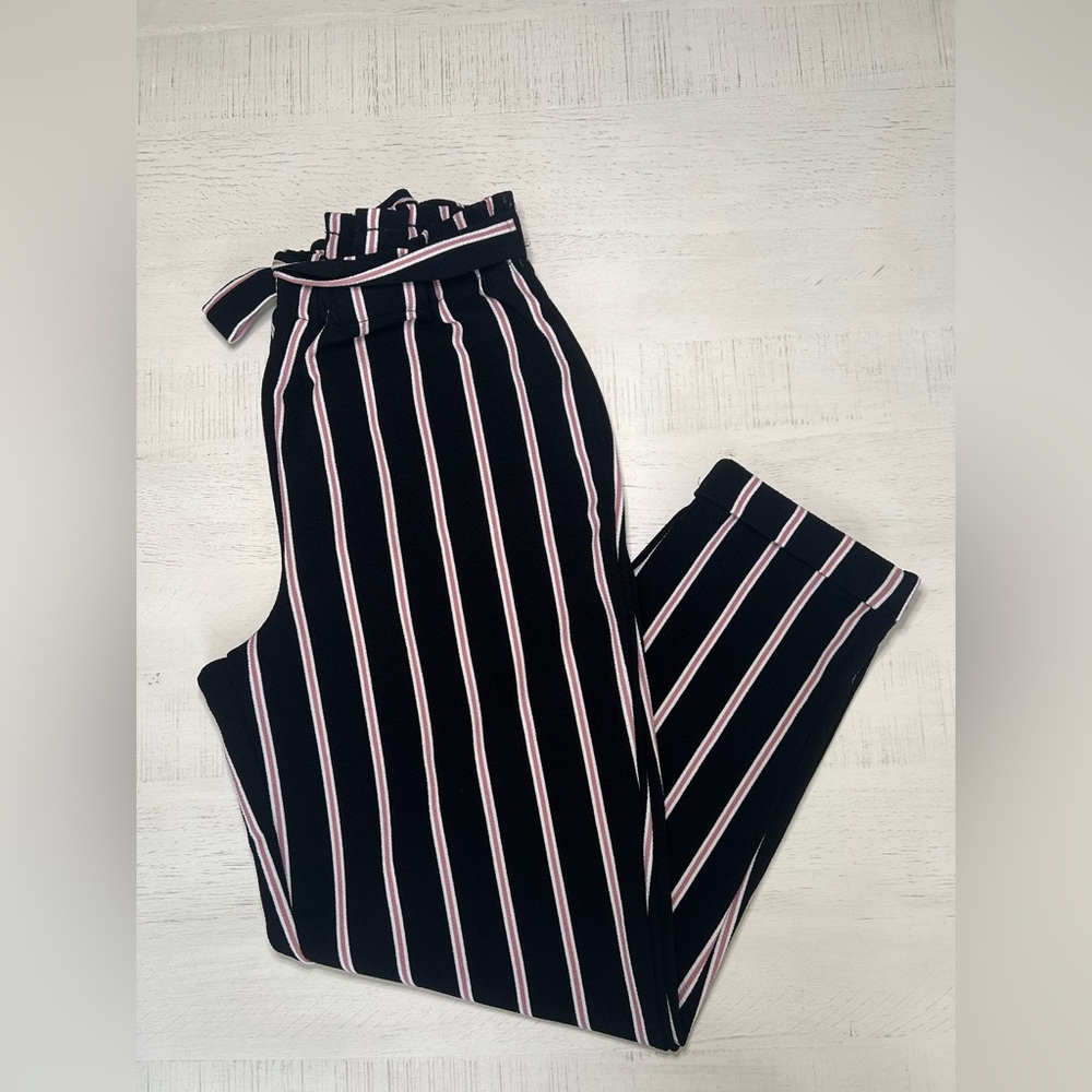 No Comment NY LA Paperbag Waist Striped Women's Pants